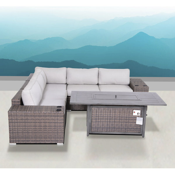 Wade Logan® Cleo Fully Assembled 8 Piece Rattan Sectional Seating Group
